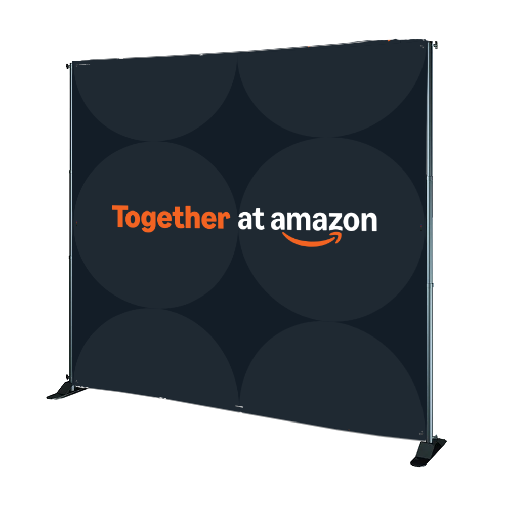 Together at Amazon Branded Step and Repeat 8x8 Option 2 - Horizontal with circles