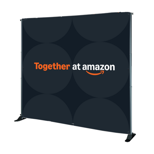 Together at Amazon Branded Step and Repeat 8x8 Option 2 - Horizontal with circles
