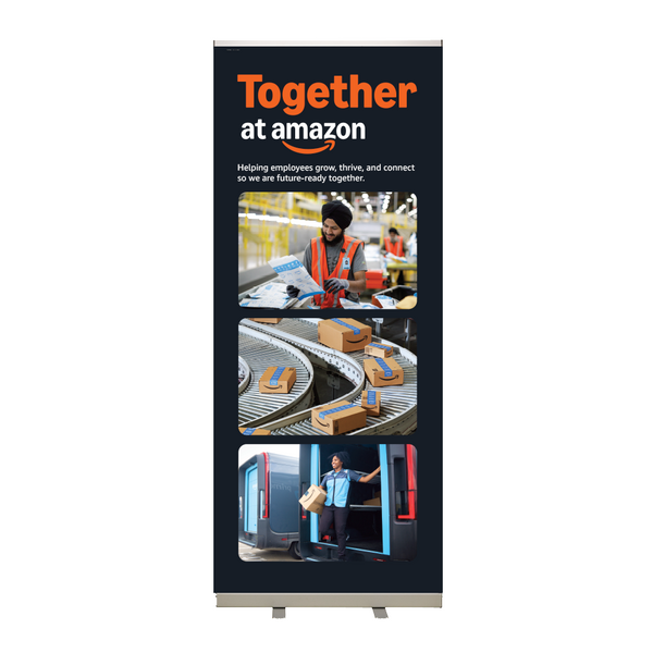 Together at Amazon Roll-Up Banner Squid Ink Option 6 - WW Operations Conveyor Belt